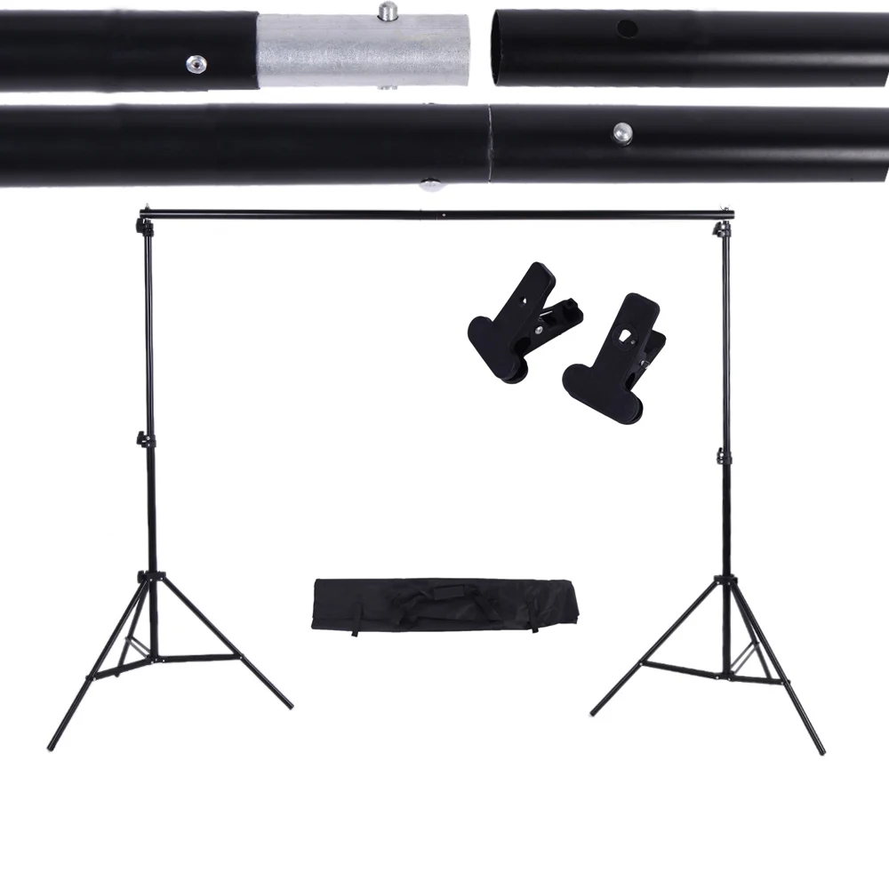 

Oversea Stock 2 * 3m / 6.6 * 9.8ft Backdrop Crossbar Kit with Adjustable Background Support Stand Clamps Photography Accessories