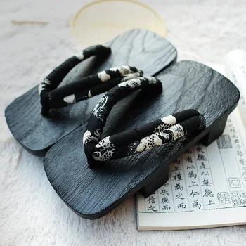 

Size 35-46 Summer Sandals Japanese Geta Wooden Clogs Slippers Cosplay Mens Bench Geta Sandalsflat Heel Cosplay Flip Flops Shoe