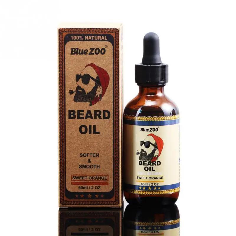 

60ml Organic Men Face Beard Oil 100% Natural Soften Oil Hair Growth Nourishing Cream For Beard Hair Grow 2018