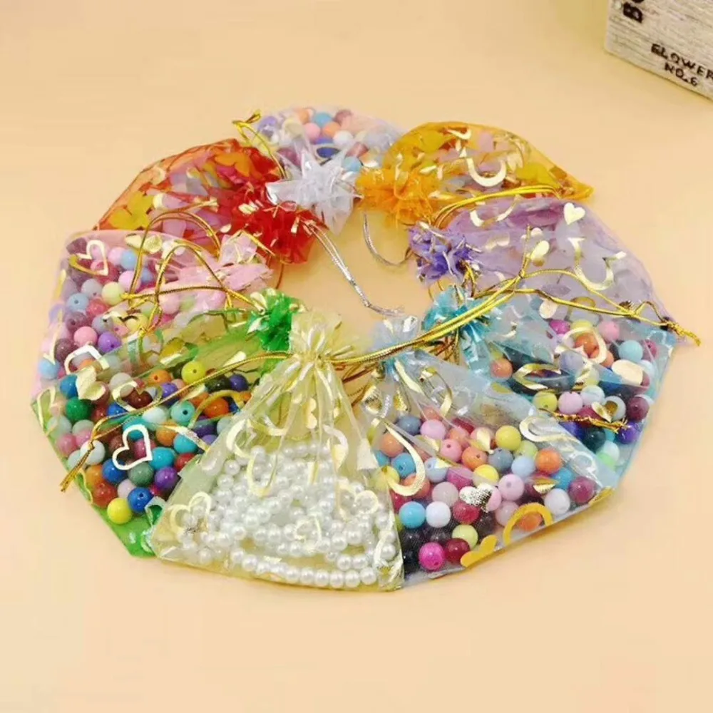 Free Shipping 100pcs/lot 9x12cm Love Organza Jewelry Packing Bag For Event Party Wedding Decoration Favors DIY Crafts Gift bags | Дом и сад