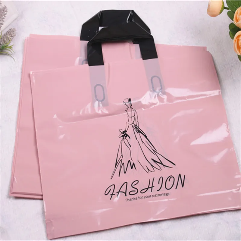 

High-density Polythylene Eco-friendly Union Party Gift Packaging 10pcs/lot 29*35cm Fashion Girl Zakjes Plastic with Handles