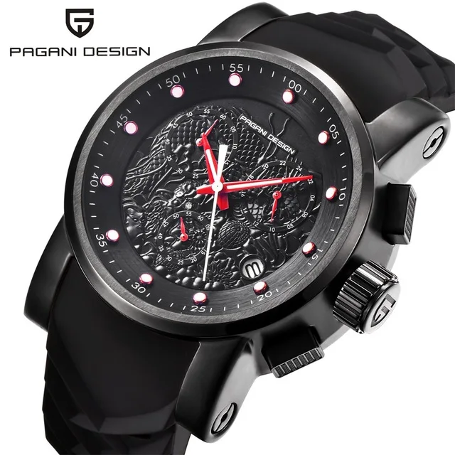 

PAGANI DESIGN Calendar Silicone Strap Multifunction Chronograph Waterproof Watch mens watches top brand luxury wristwatch mens