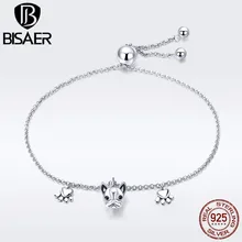 BISAER, 925 пробы, серебряный, французский бульдог, браслеты, бульдог, цепочка, женские браслеты, для женщин, Стерлинговое Серебро, ювелирное изделие ECB085
