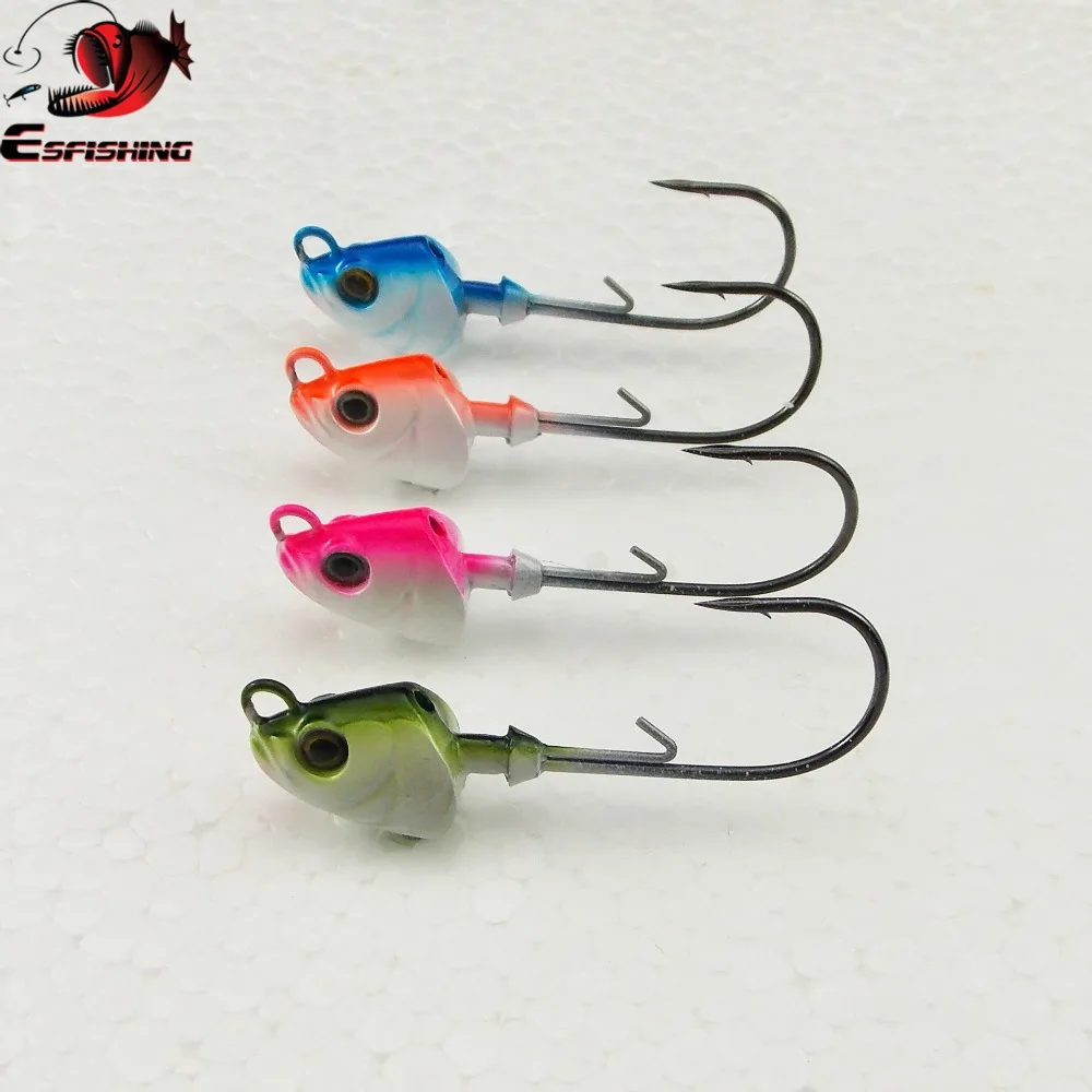Fishing Soft lure Hook Lead Jig Head 4pcs 7g 1/0 4 colors Fishing