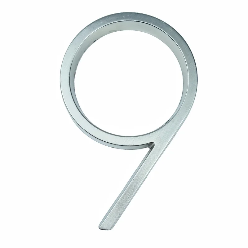 

127mm 5" Big Modern House Number Satin Nickel Door Address Number Digits Zinc Alloy House Door Address Sign #9