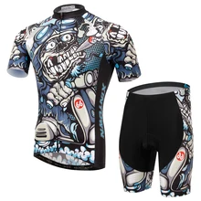 Charger Men Women Cycling Set Short Sleeve Jersey and Shorts MTB Downhill Roupa Ciclismo 100 Polyester