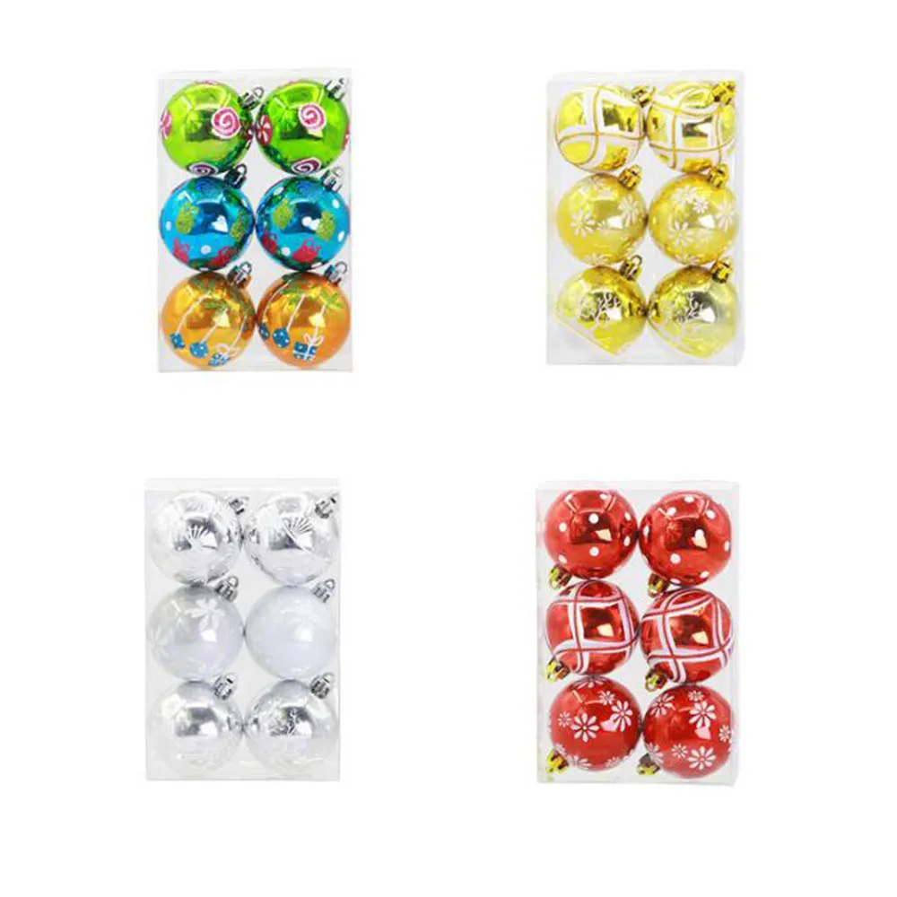 

6pcs/lot 6cm Christmas Tree Lucky Decorations Ball Bauble Hanging Xmas Party Ornaments For Home New Year Decor Wholesale Crafts