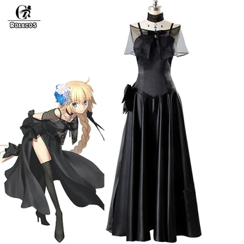 

ROLECOS Game Fate Grand Order Cosplay Costume Jeanne d'Arc Second Anniversary Black Sexy Evening Dress for Women Cosplay Costume