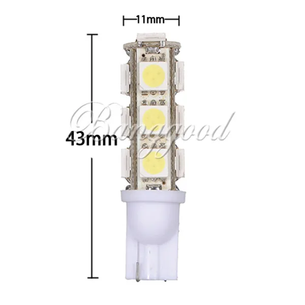 10 шт. T10 194 168 W5W 5050 13 SMD светодиодный белый авто светильник источник клиновидный боковой задний фонари заднего хода лампы, сигнализирующий фонарь DC12V