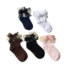 Новые кружевные детские носки для девочек детские носки принцессы для девочек, балетные танцевальные хлопковые гибкие новогодние носки для детей, дешевые От 1 до 10 лет