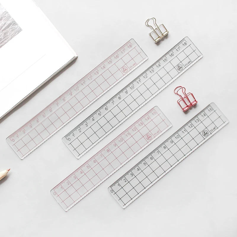 JIANWU 2pcs MUJI STYLE 15cm 18cm 20cm Transparent Simple ruler acrylic ruler Learn stationery drawing supplies