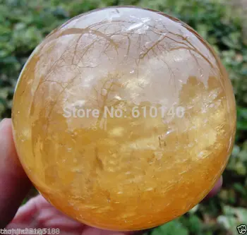 

6868 Natural Citrine Calcite Quartz Crystal Sphere Ball Healing 100MM Q3