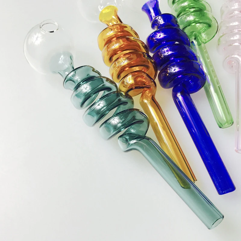 

Creative Borosilicate Glass Tube Pipe Tobacco Oil Burner Pipes for Smoker Gift to Friends Random Color