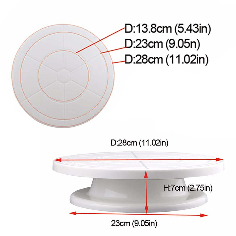 28 см Пластик Вращающийся поворотный стол для торта украшения подставка для свадебного торта для кухни, выпечка тортов инструменты