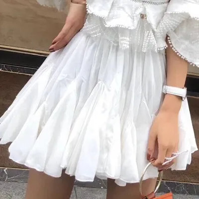 Boho шикарные топы Весна Лето Высокое качество оборки белая сетка вышивка блузки женские - Цвет: Skirt