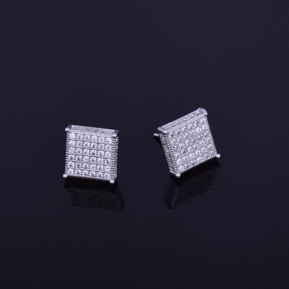 Серьги гвоздики с фианитами золотого цвета 12 х12 мм|drop stud earrings|stud earringssquare earrings |