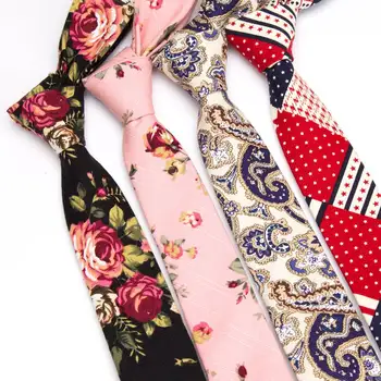 XGVOKH Mens Tie Cotton 5cm Print Necktie Slim ties for Men Flowers Wedding Party Bowtie Clothing accessories tie handkerchief cartoon fish doodle print tie bowtie and handkerchief
