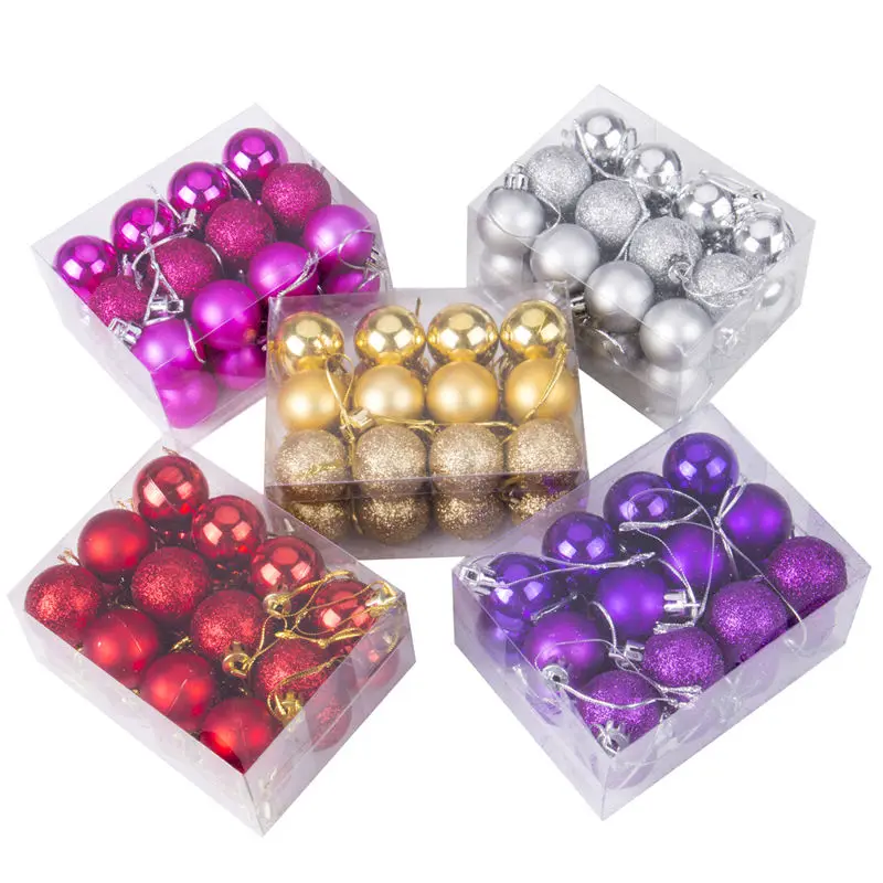 

24PCS Plastic Christmas Tree Xmas Balls Decorations Baubles Party Wedding Ornament Candy Color Christmas Ball Ornaments