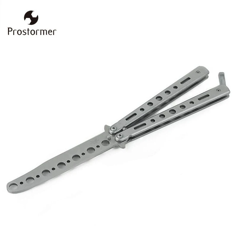 

Prostormer Stainless Steel practice Knife Practice Butterfly Tools Portable Pocket Folding Knife Comb For Youth Children