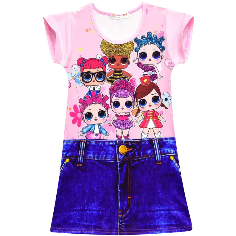 

Moana Girl Dress Magic Trolls Poppy Clothes Summer Full printing Vaiana Dress Girls Costumes Elas Anna Children Clothing 4-10Y