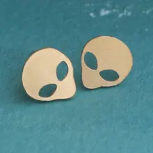 Мода фирменного дизайна Alien шпильки цвета: золотистый, серебристый Alien, серьги со шпилькой, для Для женщин