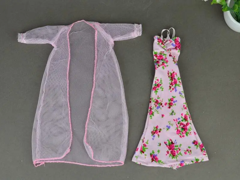 2 шт./компл. Спальня Пижамный халат ночной купальный Халат Одежда для куклы Барби кукольный халат и шорты для Ken BJD кукла ребенок дети лучшие игрушки и подарки - Цвет: pink