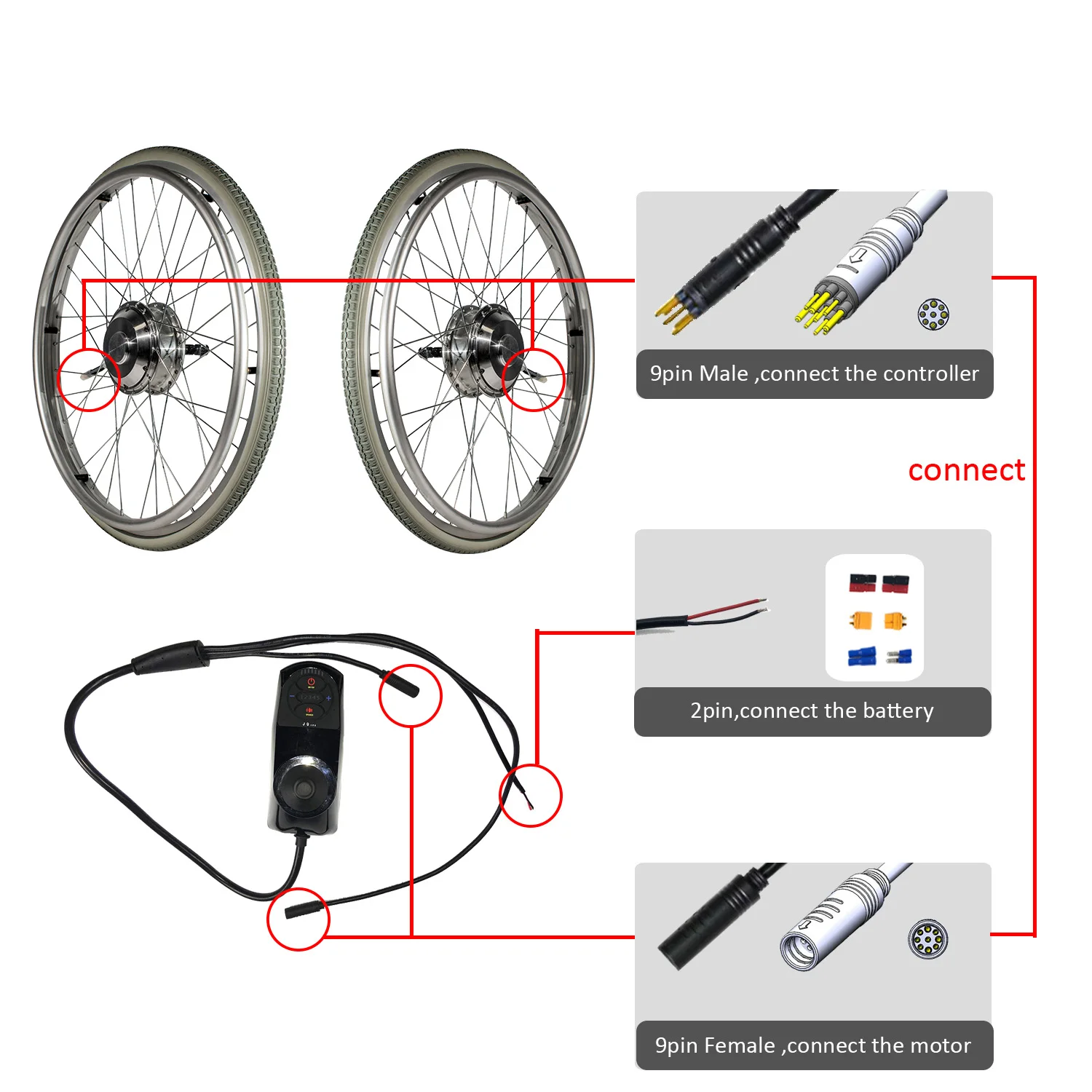 Sale okfeet Electric Wheelchair Conversion Kit No Battery  24V 250W 6km/h Double motors Wheelchair Modification 2