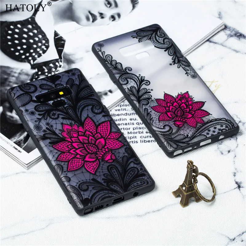 

For Samsung Galaxy Note 9 Case Cover TPU +PC Lace Rose Flower Case For Samsung Galaxy Note 9 Phone Cover Funda Bumper Note 9