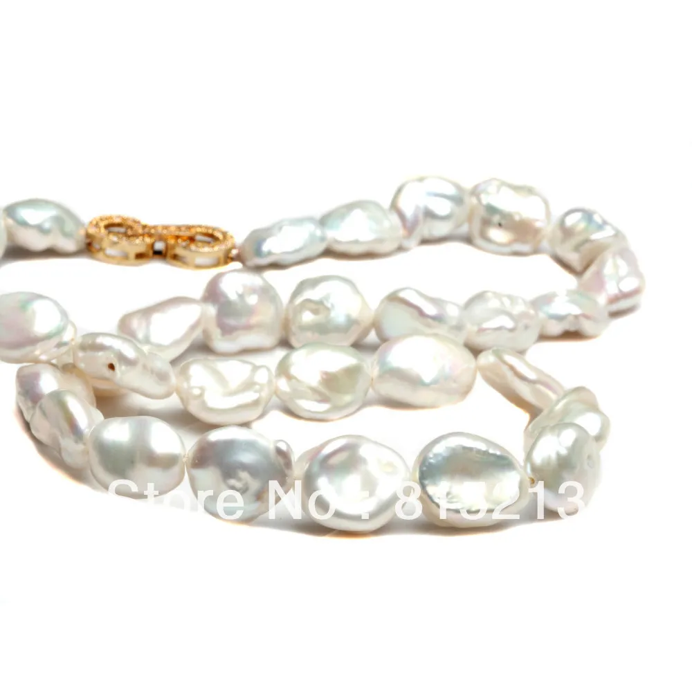 

FREE SHIPPING>>> HOT432 GENUINE RARE NATURAL WHITE KESHI FRESHWATER PEARL NECKLACE GOLD PLATED CLASP