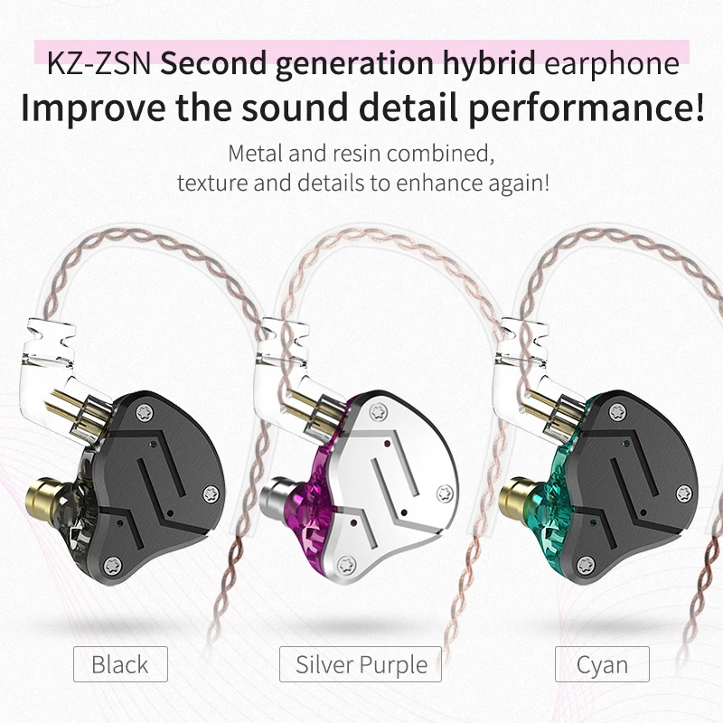 KZ ZSN металлические наушники Hybrid technology 1BA + 1DD HIFI бас в ухо монитор гарнитура