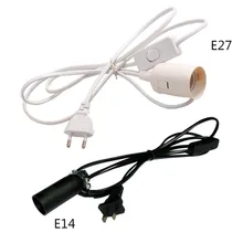 Цоколи E27 с 1,8 м шнуром питания, независимый кнопочный переключатель, штепсельная вилка европейского стандарта, E14, винтовой держатель для лампы
