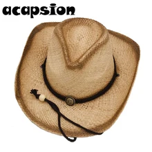 Натуральная соломенная ковбойская шляпа, женские мужские плетеные ковбойские шляпы ручной работы для леди, летние западные сомбреро, мужские спасательные шляпы A058