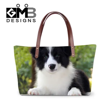 

Fashion Animal Dog Print Women Shoulder Bag Border Collie Handbag Women Bags 2016 Designer Beach Bag High Quality Bolsa Feminina