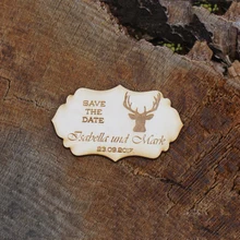 Необычная форма сохранить дату магнит, лазерной гравировкой деревянные бирки, персонализированные пользовательские Вечерние сувениры декора