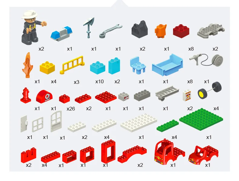 Большие блоки городская пожарная станция строительные блоки набор совместимых Duploed DIY большой строительный блок городская пожарная машина игрушки для детей Подарки