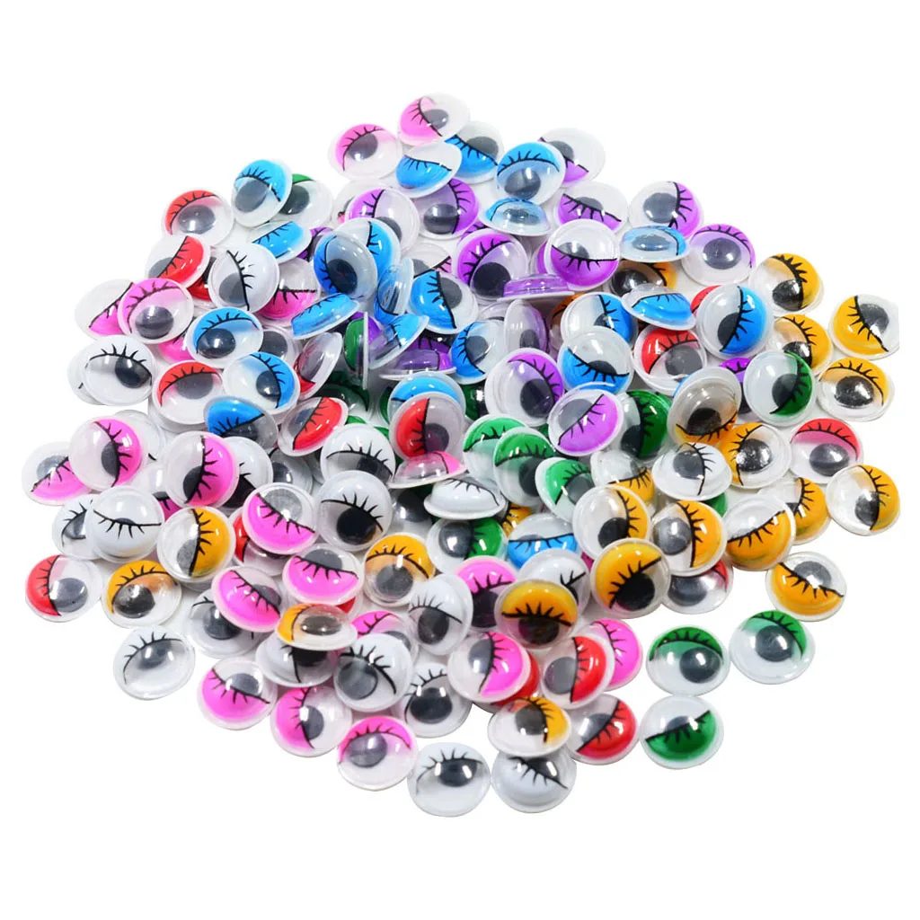 168 Piece Self Adhesive Sticky Wiggle Googly Eyelash Eyes Assorted Sizes for Kids Craft Scrapbooking 12mm