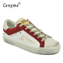 CANGMA/ г.; брендовые кроссовки из натуральной кожи; женская повседневная обувь из коровьей замши; Женская Белая обувь на шнуровке; женская обувь на плоской подошве