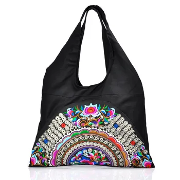 

women 's ethnic big handbags embroidery package features embroidered shoulder material canvas high - quality handmade big size