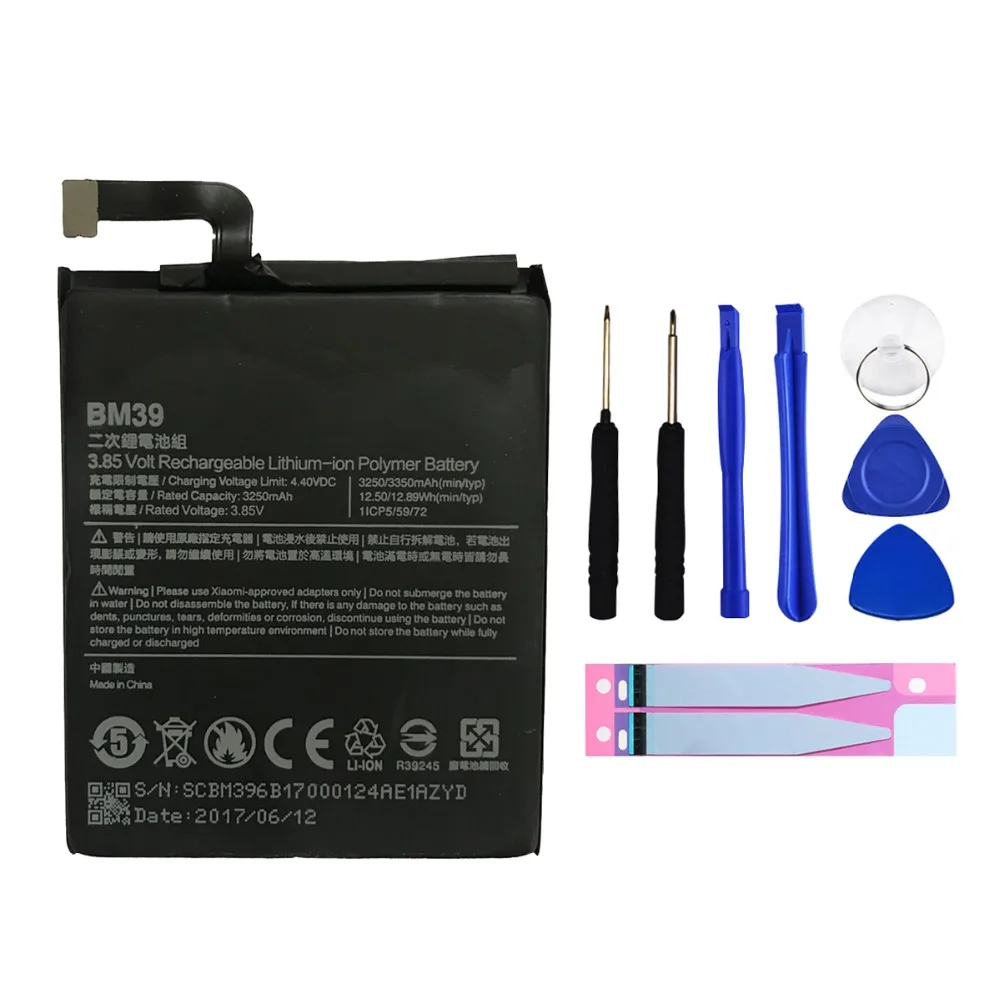 

BM39 Battery 3250mAh BM39 Battery For Xiaomi Mi 6 Mi6 BM 39 Baterij Bateria BatteriePhone Batteries with free tools