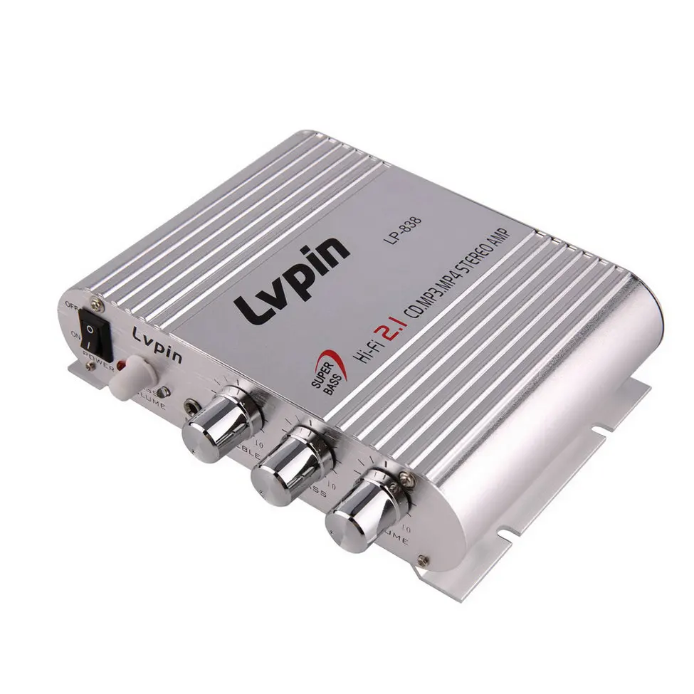 Mini HiFi Sliver 12V 20W CD MP3 Radio coche Auto Motor barco inicio Audio estéreo altavoz amplificador BOOSTRER Verstarker vehículo