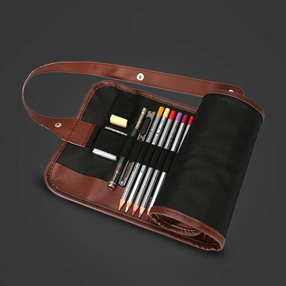 

6 Colors Art Professional Canvas Roll Pencil Bag Case For Storage Pouch 36 Holes Painting Sketch Stationery School Gift Supplies