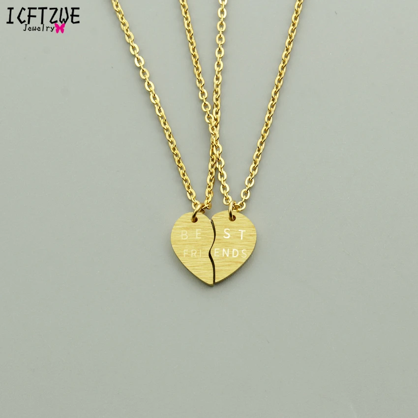 GOLD BEST FRIEND BFF NECKLACE BROKEN HEART CHARM PENDANT NECK LACE CHAIN