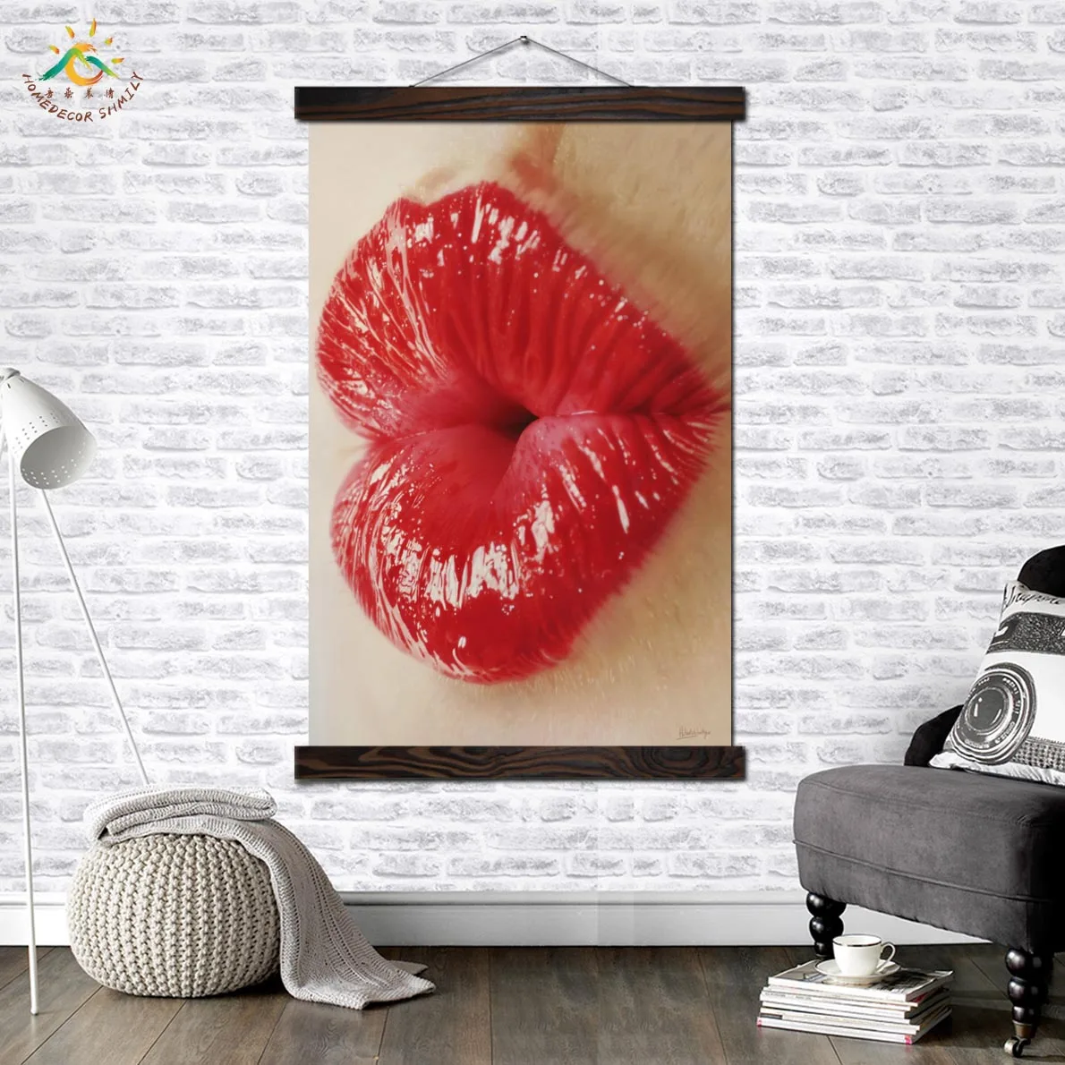 

Moisturizing Lip Wall Art Single Panel Canvas Prints Painting with Frame Scroll Painting Hanging Poster Decor for Living Room