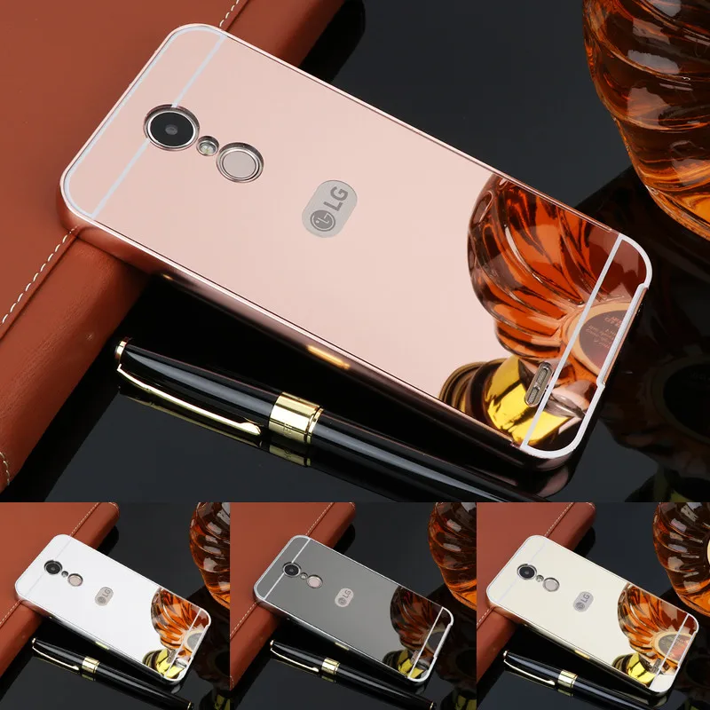 

For LG K8 2017 X 240 X240 Case Plating Metal Frame with Mirror Back Cover Hard Phone Case for LG K8 2017 X240 5.0" Hard Cover