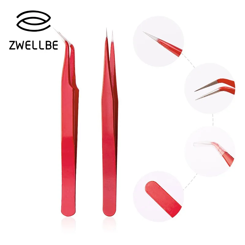 

Fashion Eyelash Extension Tweezers Stainless Steel Red Eyelash Tweezers Anti-static Super-hard Clip Eye Lash Beauty Makeup Tool