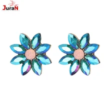 

JURAN 2017 Luxury Retro Crystal Stud Earrings with opal Stone Women Fashion Trend Statement Jewelry For Women 4 Colors J50059
