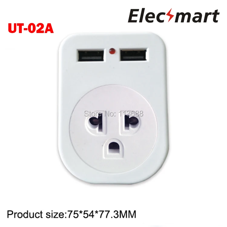 Portable Dual Ports 2.1A 5V Power Charger Adapter Thai Plug Socket