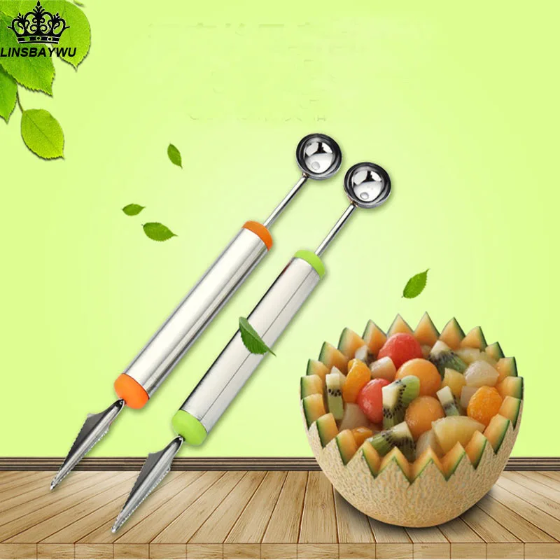 

1Pcs High Quality Stainless Steel Melon Baller Fruit Double Side Scoop Vegetable Carving Tool Drop Shipping