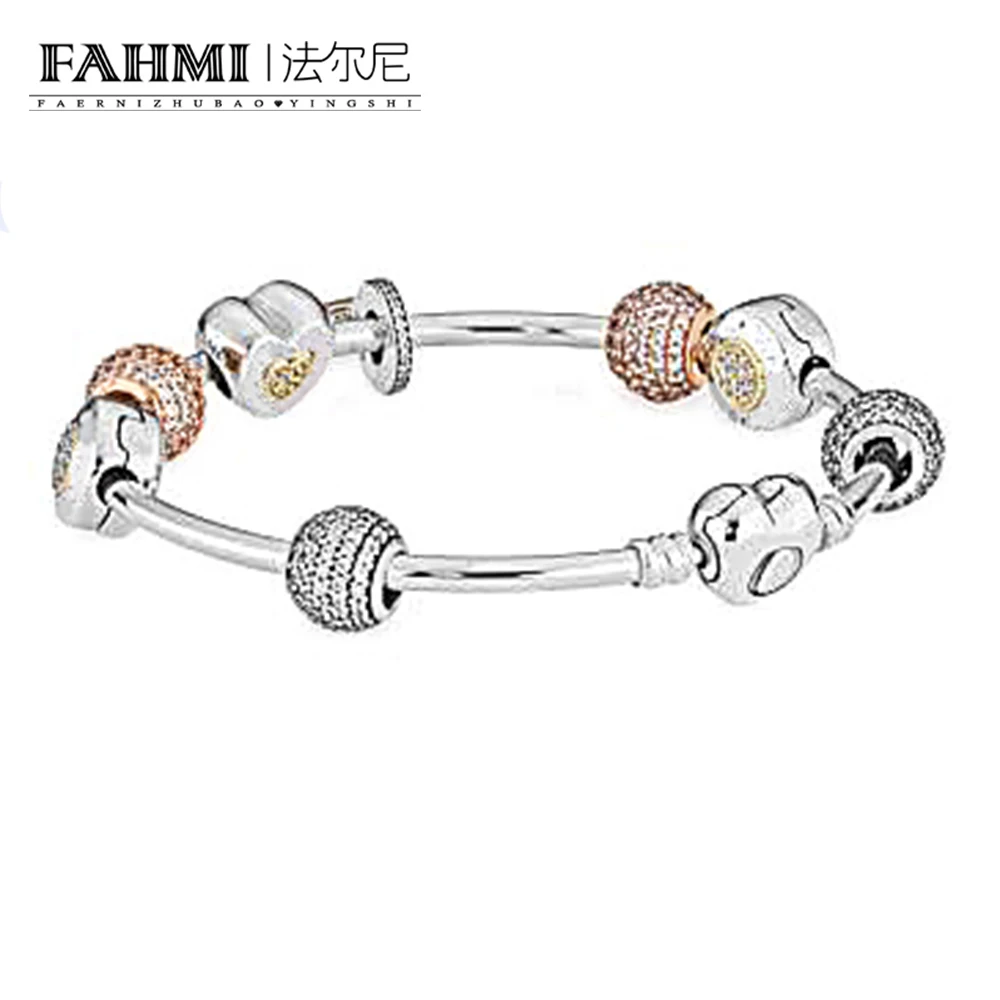 

FAHMI 2017 The new 100% 925 Sterling Silver Bangles & original Bracelet For Women With Charm Beads Luxury Original Jewelry Gift