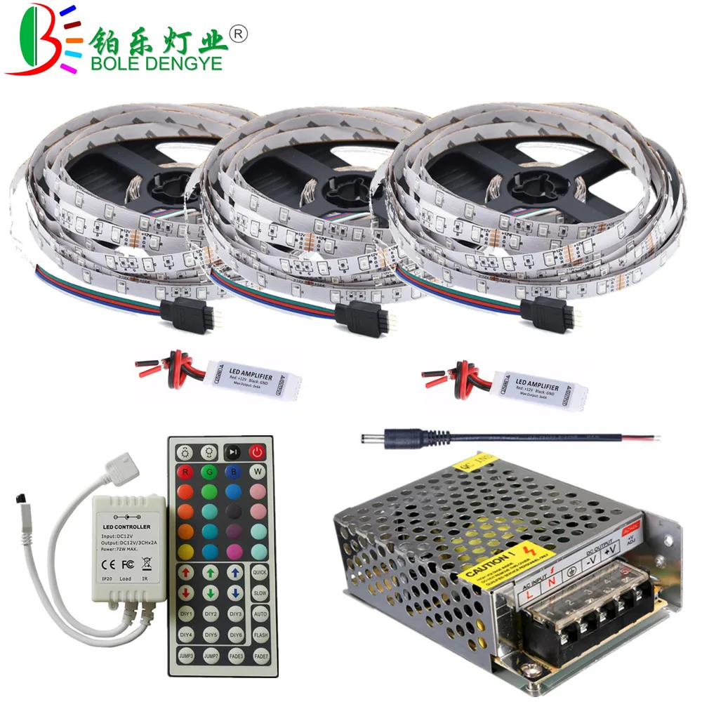 Светодиодная лента RGB 5 м 10 15 20 + источник питания 12 В светодиодный контроллер SMD 2835